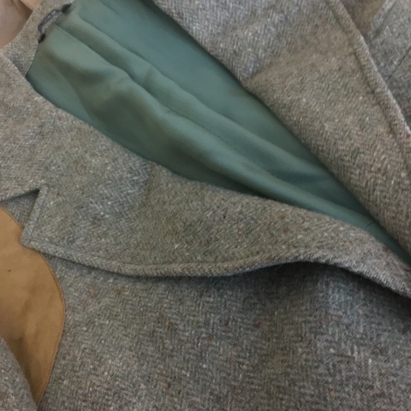 Vintage Mitchell Daroff Light Olive and Gray Tweed Two Button Elbow Patc… - Picture 7 of 10